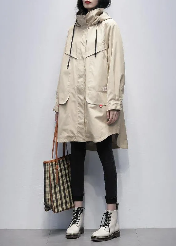 Bohemian khaki Letter  outwear Fashion Ideas hooded zippered women coats