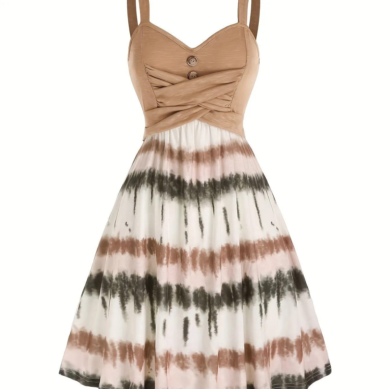 Bohemian Tie Dye Print Summer Dress - Casual, Sleeveless & Backless Design - Fashionable Womens Clothing for Stylish Warm Weather Days