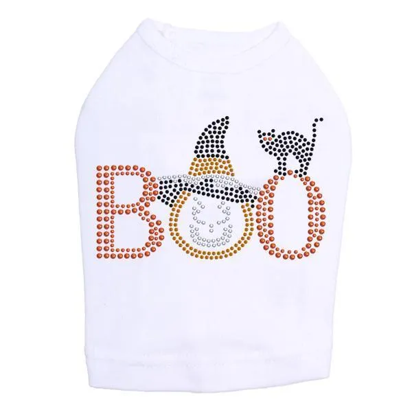 Boo Hat And Cat Rhinestone Dog Tank