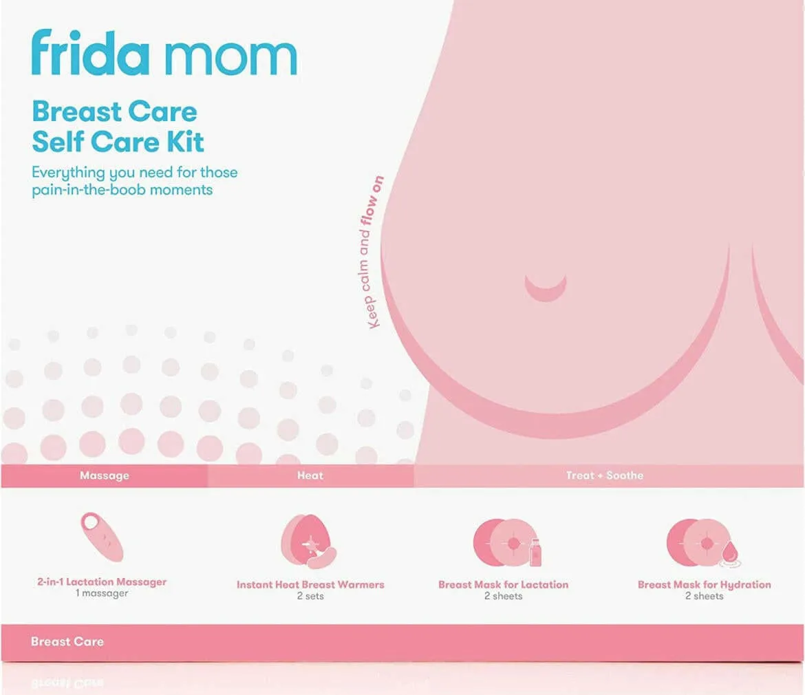 Breast Care Kit 9 PC, 2-in-1 Lactation Massager, Breast Warmers, Breast Mask for Hydration and Lactation by Frida Mom