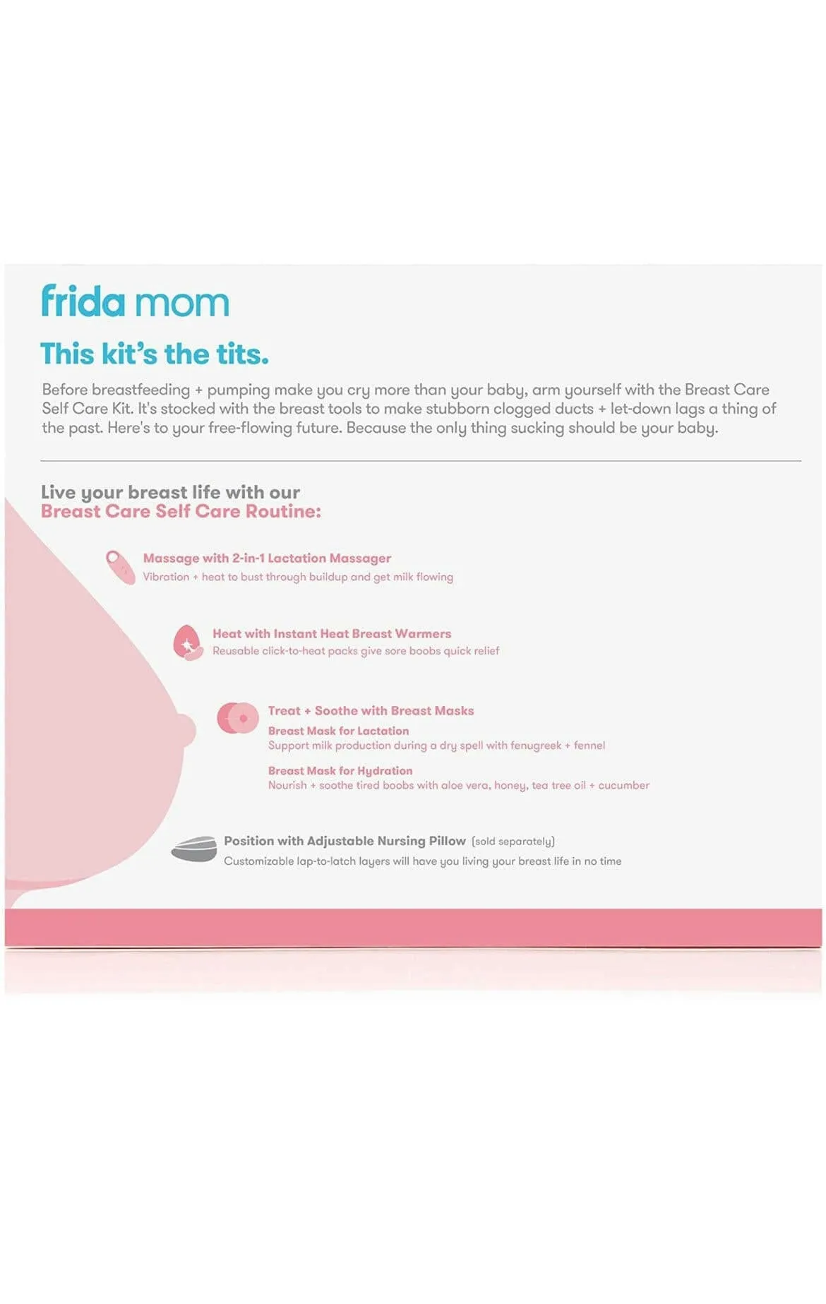 Breast Care Kit 9 PC, 2-in-1 Lactation Massager, Breast Warmers, Breast Mask for Hydration and Lactation by Frida Mom