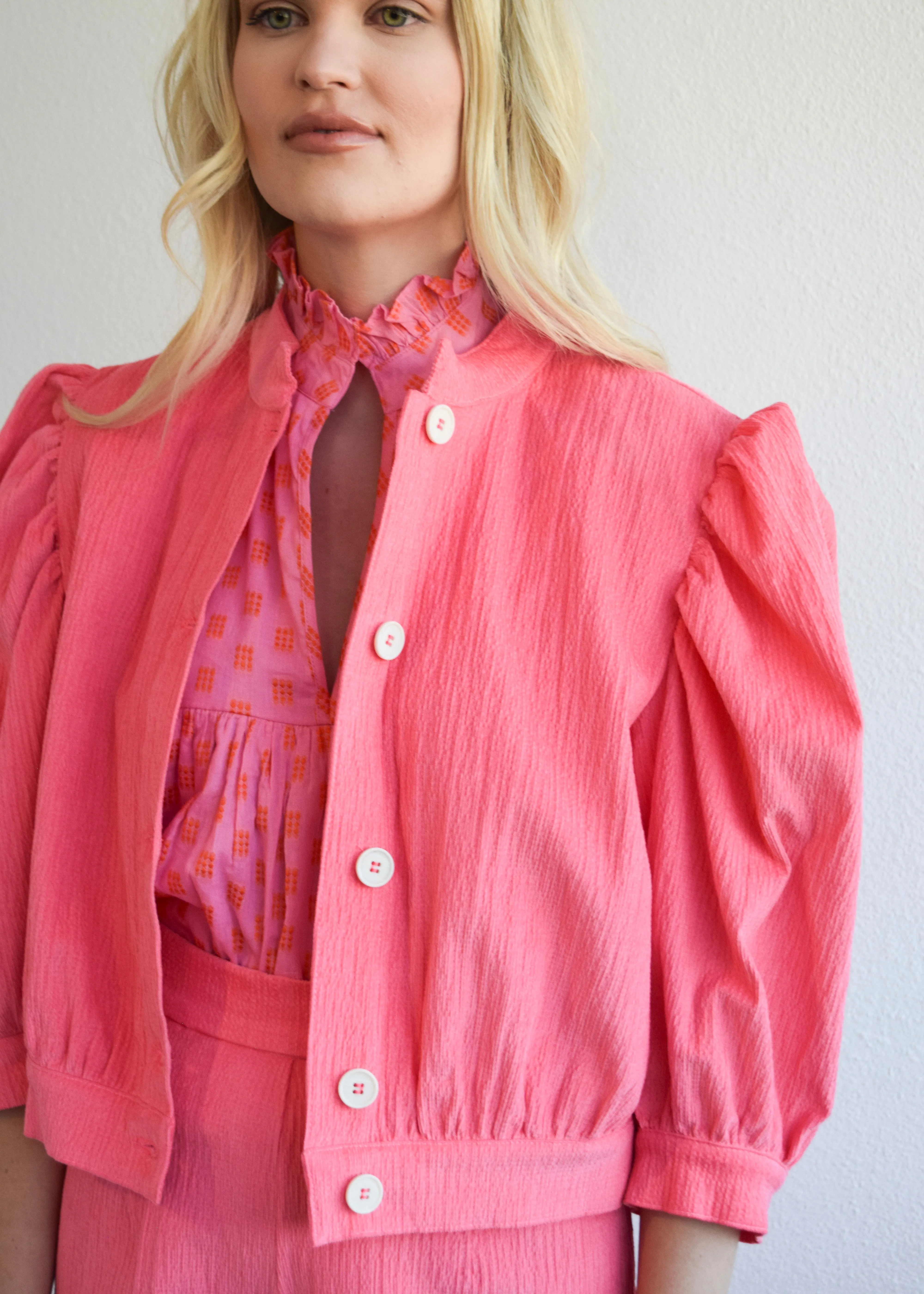 Button Down Jacket Pink Corduroy