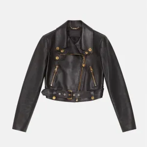 Buy Best Looking Style Fashion women's black sheepskin leather biker jacket