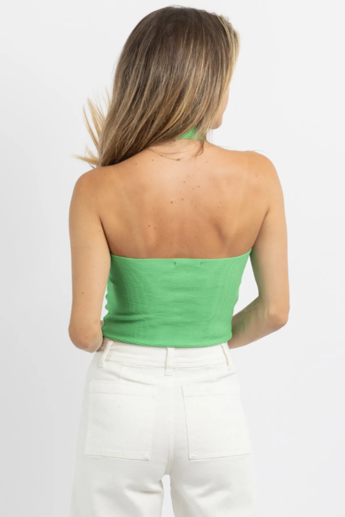 CASCADE GREEN MOCKNECK KNIT TOP