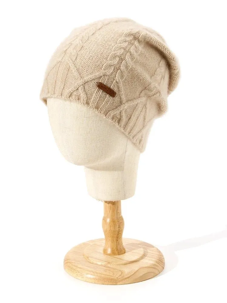 Cashmere Knit Cable Beanie