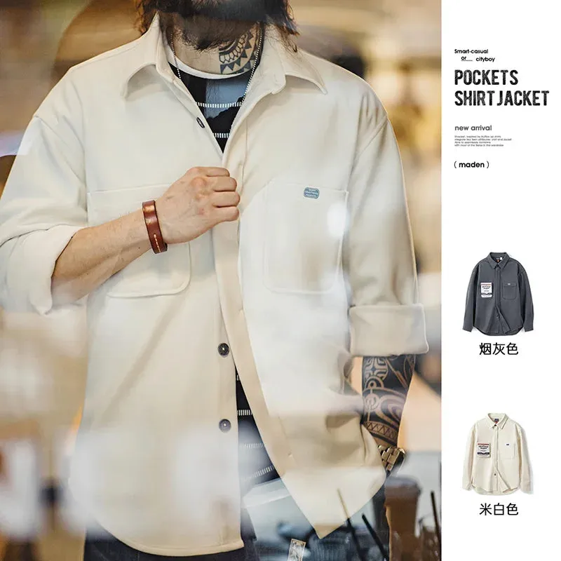 Casual Heavyweight Pocket Shirt Jackets - Loose Vintage Outerwear