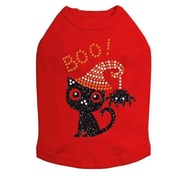 Cat With Spider Hat Rhinestone Dog Tank