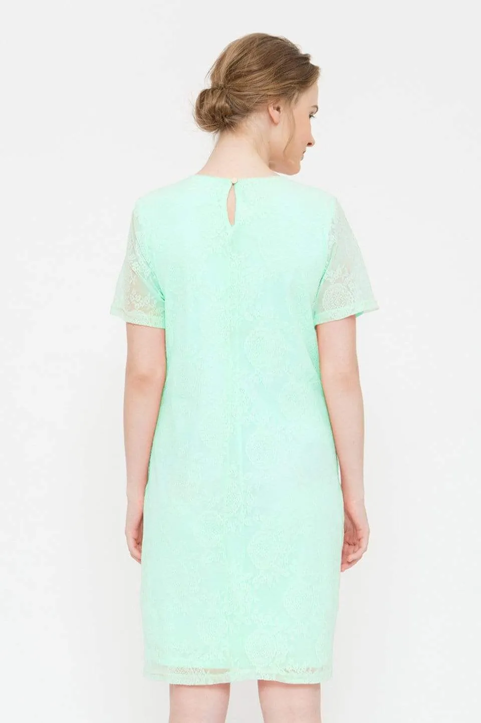 Catriona Full Lace Short Sleeve Nursing Dress Mint