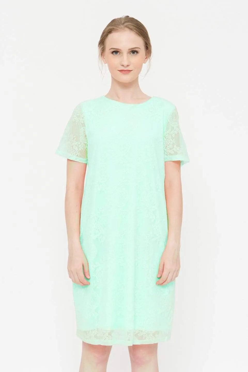 Catriona Full Lace Short Sleeve Nursing Dress Mint