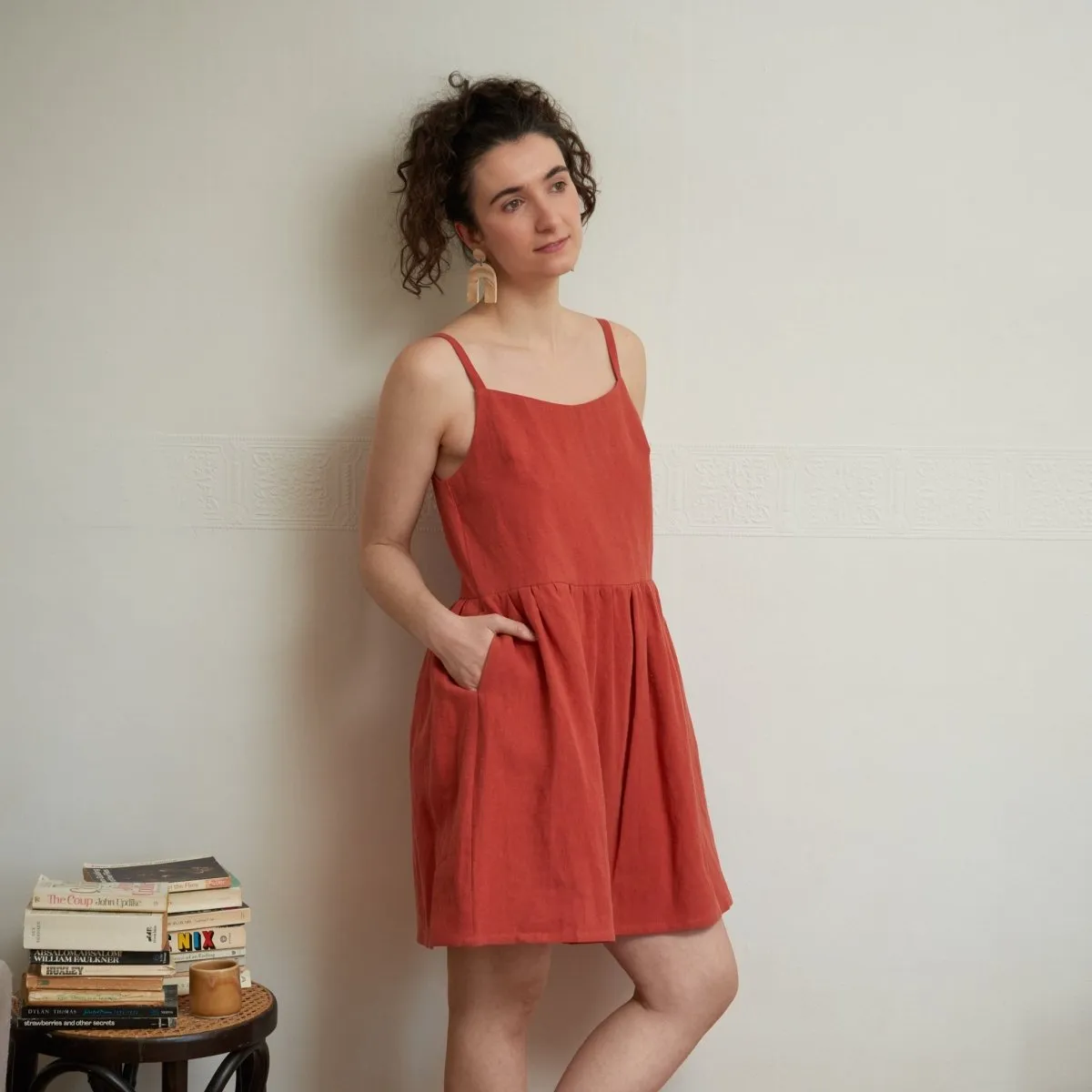 Central Standard Linen Gathered Dress (Paprika)