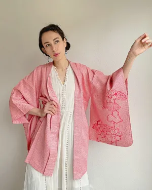 Charm Pink Shibori Kimono Jacket