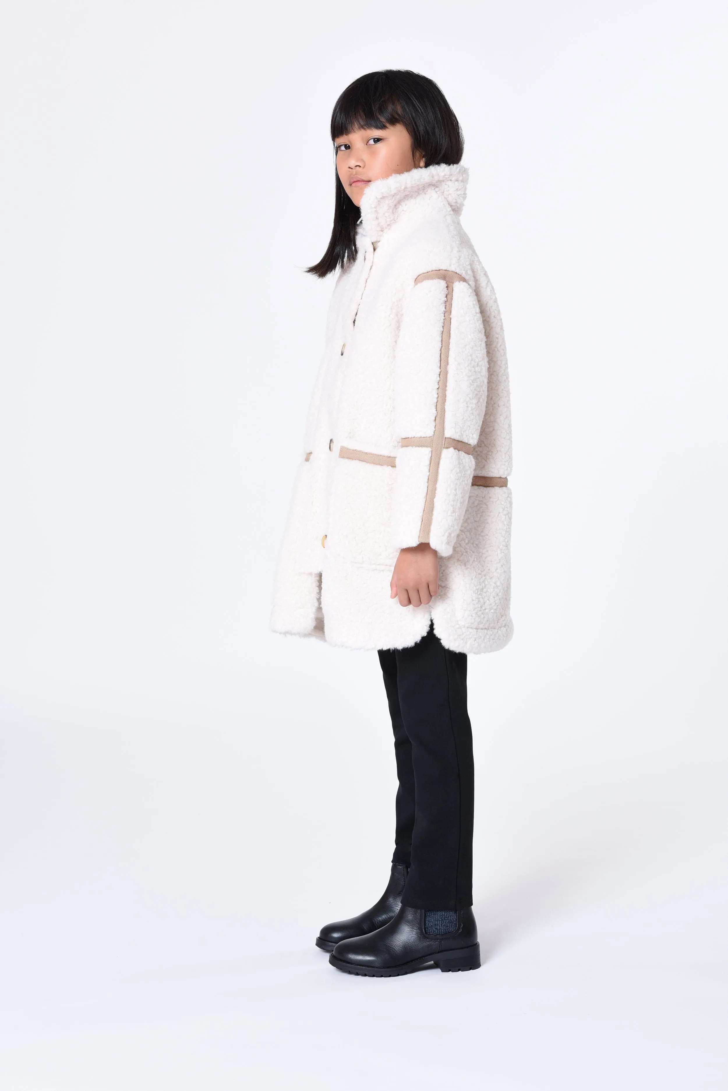 Chloé Girls Sherpa Coat in Ivory