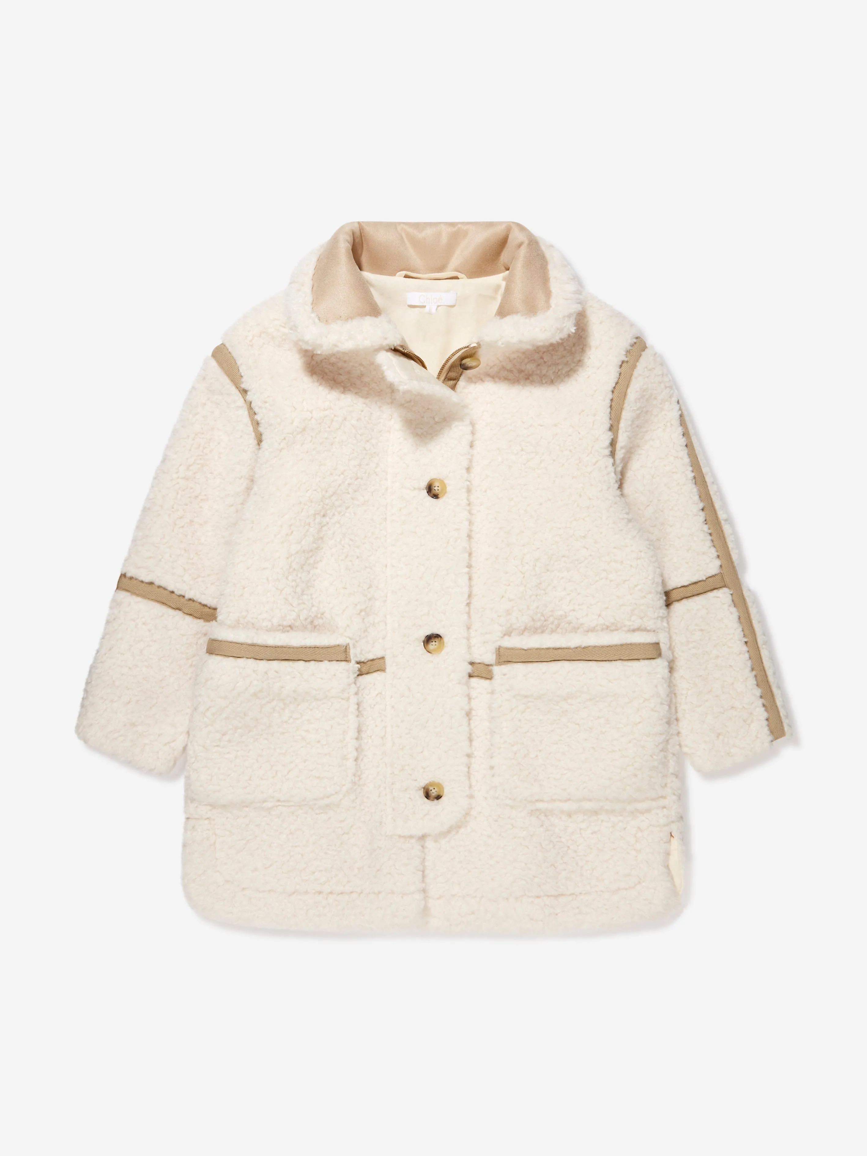 Chloé Girls Sherpa Coat in Ivory