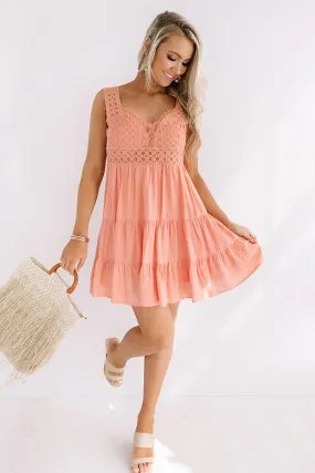 Cocktails In Caicos Crochet Dress In Peach