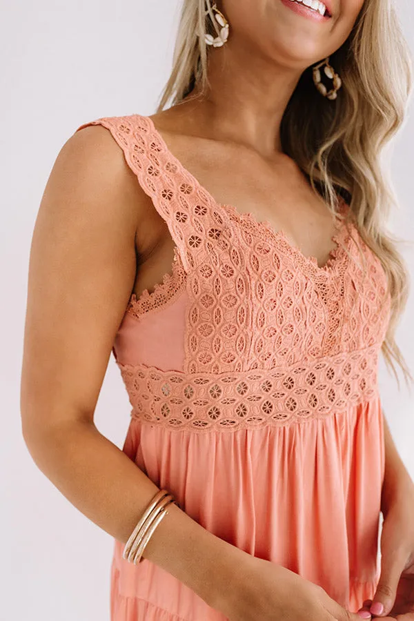 Cocktails In Caicos Crochet Dress In Peach