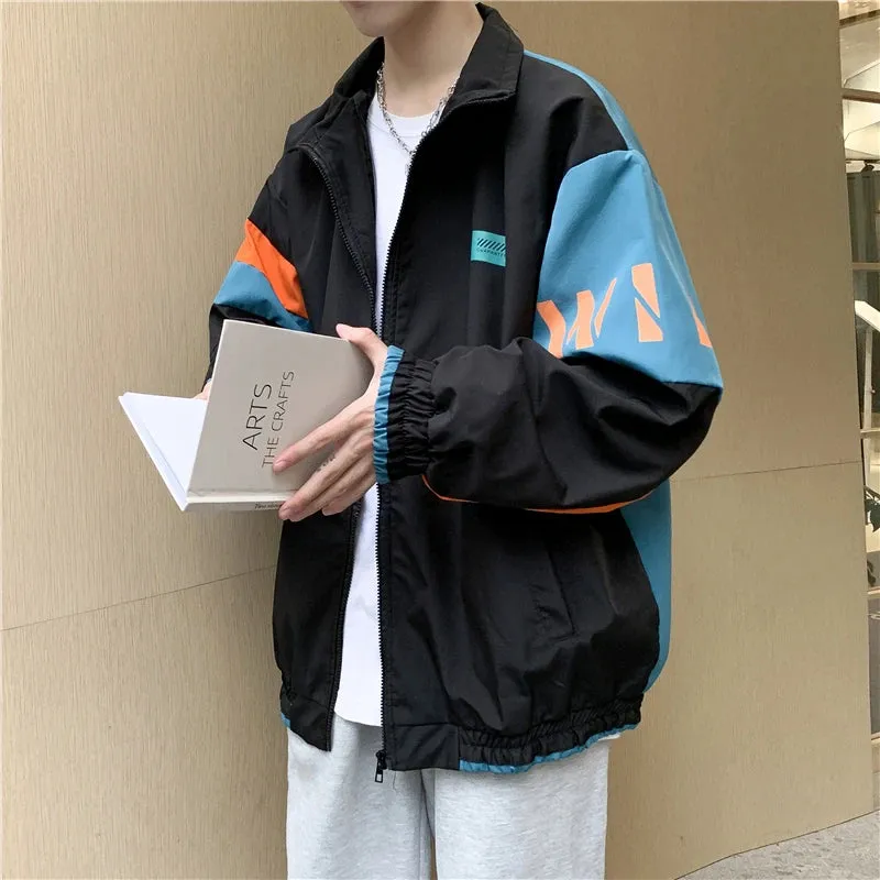 Color Block Patchwork Zipper Jacket