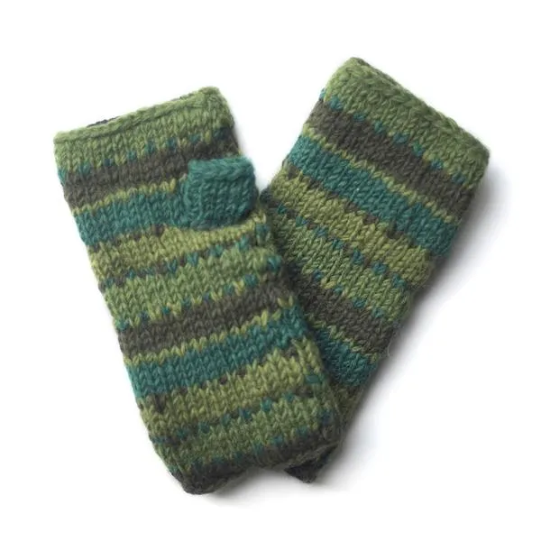 colourful striped wool wrist warmers