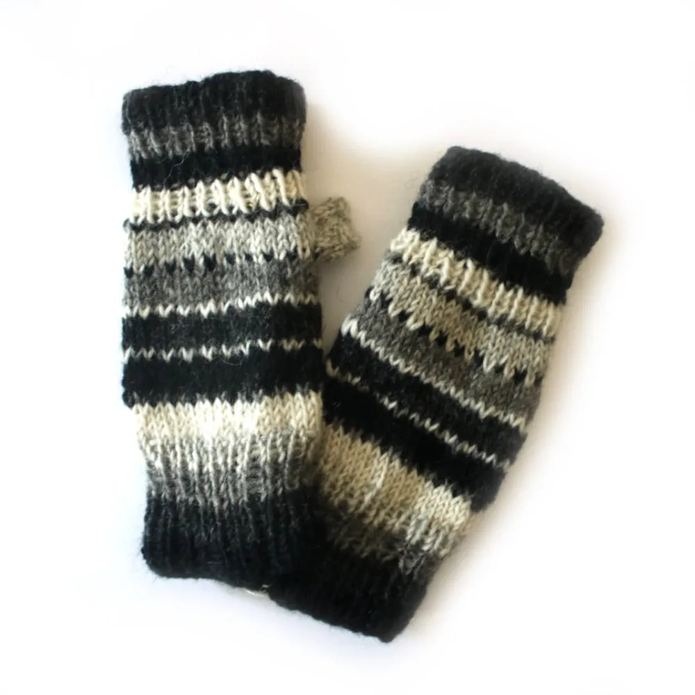 colourful striped wool wrist warmers