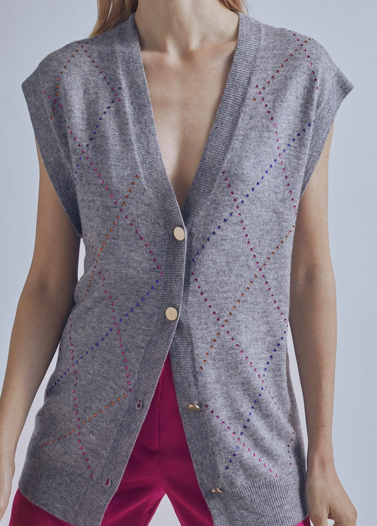 Contrast rhinestone waistcoat