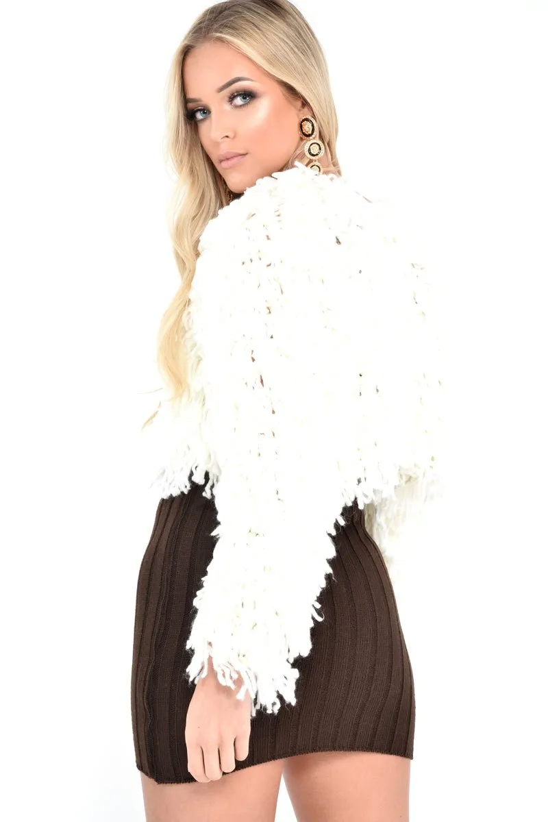 Cream Crop Shaggy Jacket - Idelle