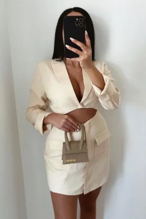 Cream Cut Out Blazer Dress - Braydee