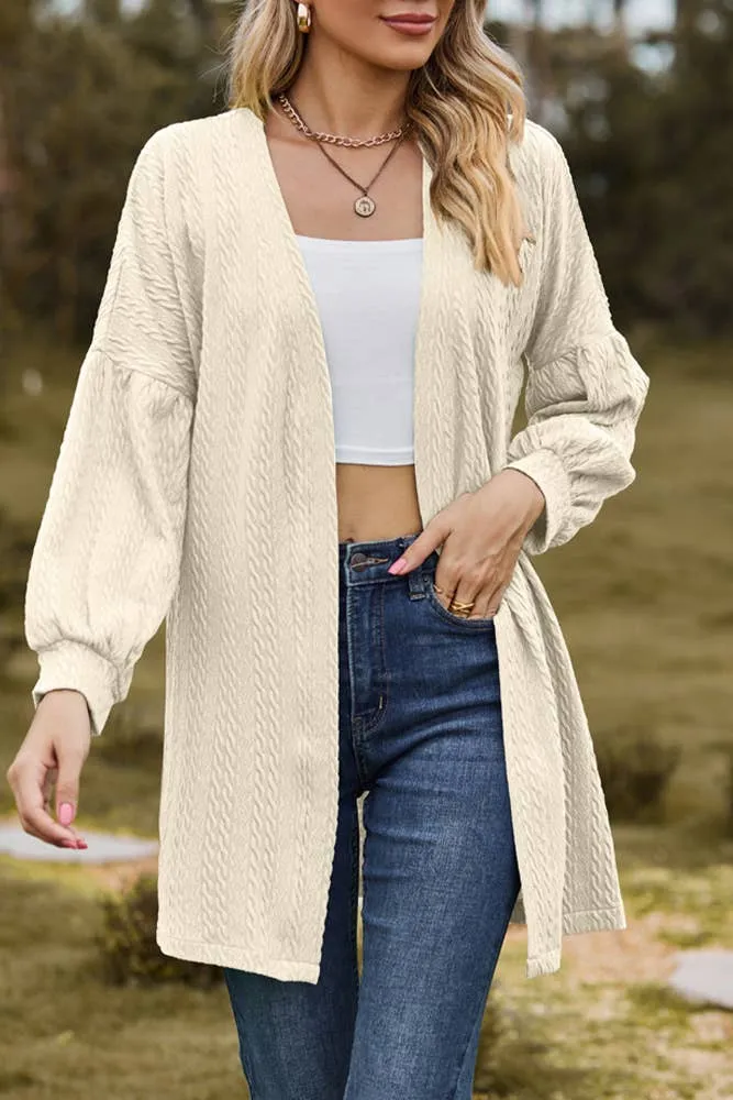 Cream Plain Cable Cardigan