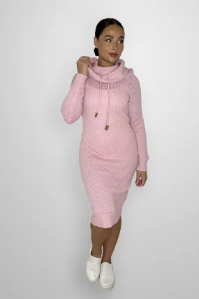 Crochet Knit Turtle Neck Long Jumper Dress