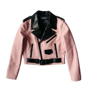 CROPPED BOWERY JACKET (BABY PINK & BLACK)