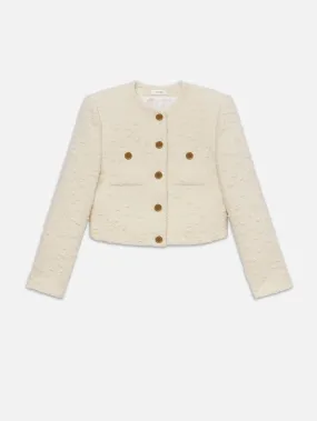 Cropped Button Front Jacket -- Ecru