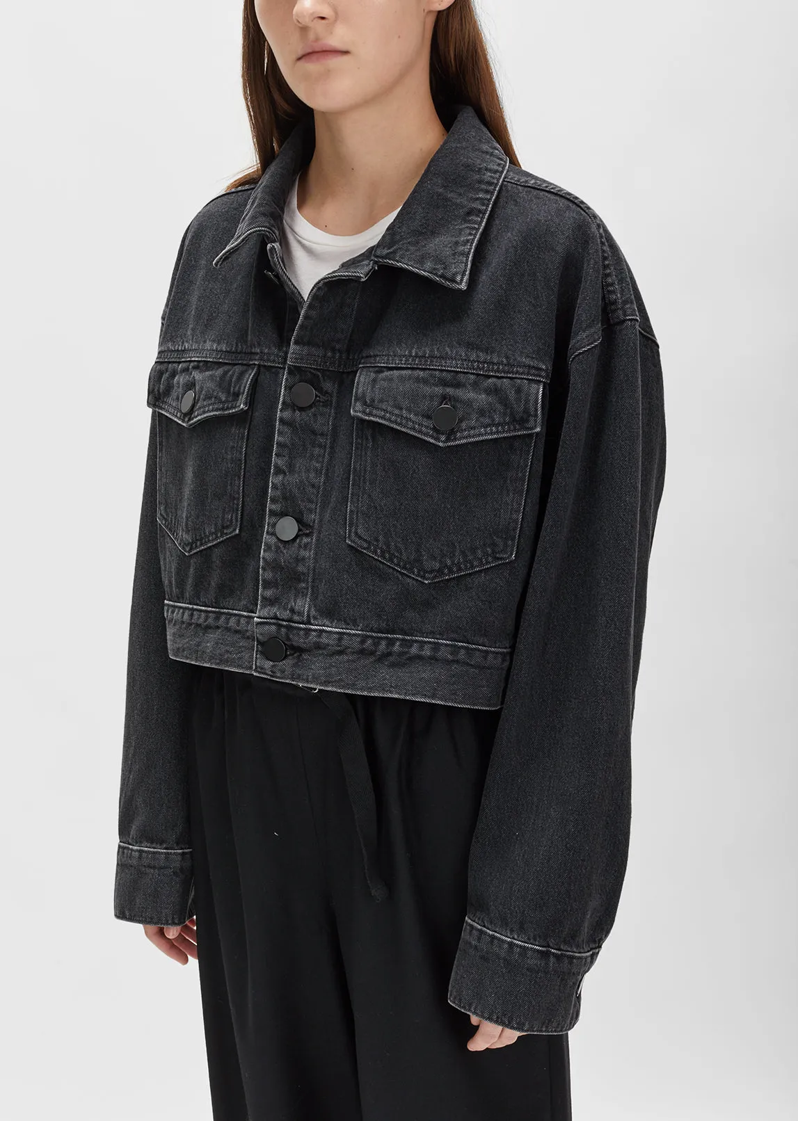 Cropped Oversized Denim Jacket