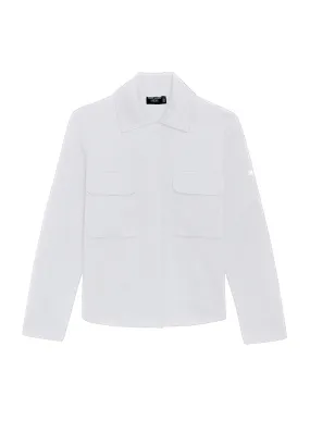 CROZON - Workwear-style Ponte Knit Jacket for Women| 100% Wool (WHITE)