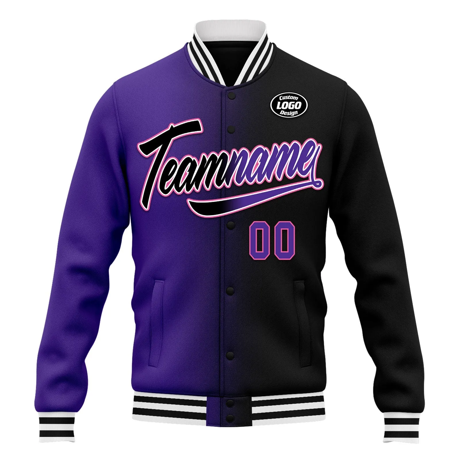 Custom Gradient Fashion Jacket Bomber Full-Snap Varsity Letterman Personalized Jacket FZ005-D028016-11