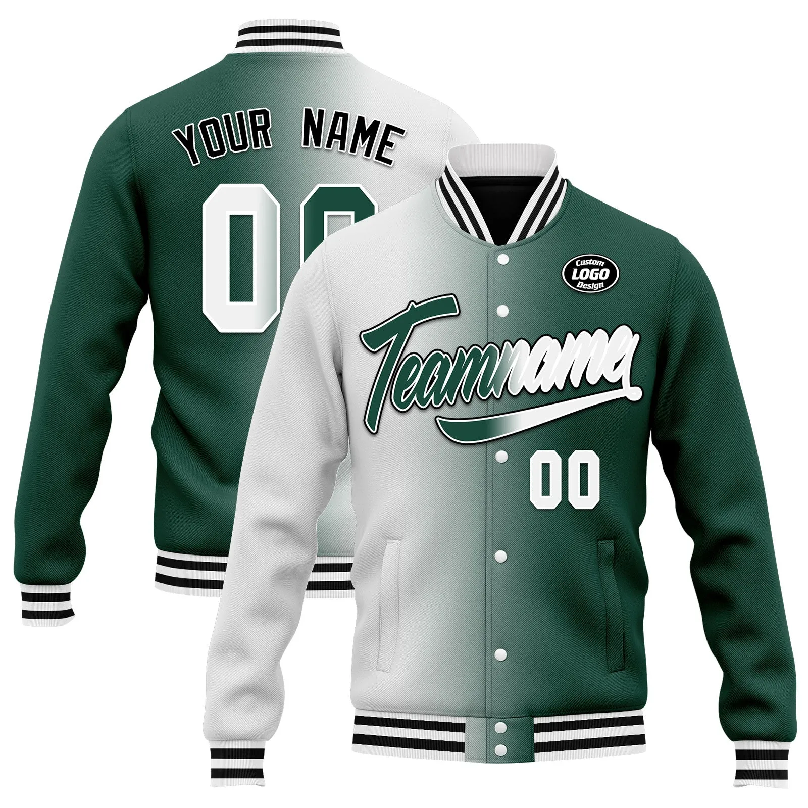 Custom Gradient Fashion Jacket Bomber Full-Snap Varsity Letterman Personalized Jacket FZ005-D028016-21