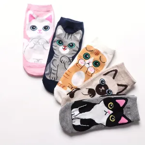 Cute Cartoon Cat Ankle Socks for Girls Teens  SpringSummer Essential