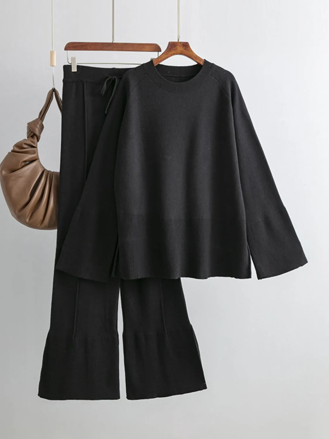 Cute Two Piece Loungewear Comfy Top and Drawstring Pants Sweater Set