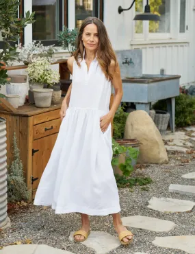 DAPHNE Linen Sleeveless Dress in White