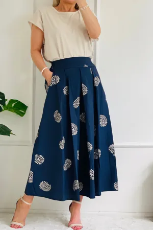 Darcy Paisley Print Maxi Skirt | Navy