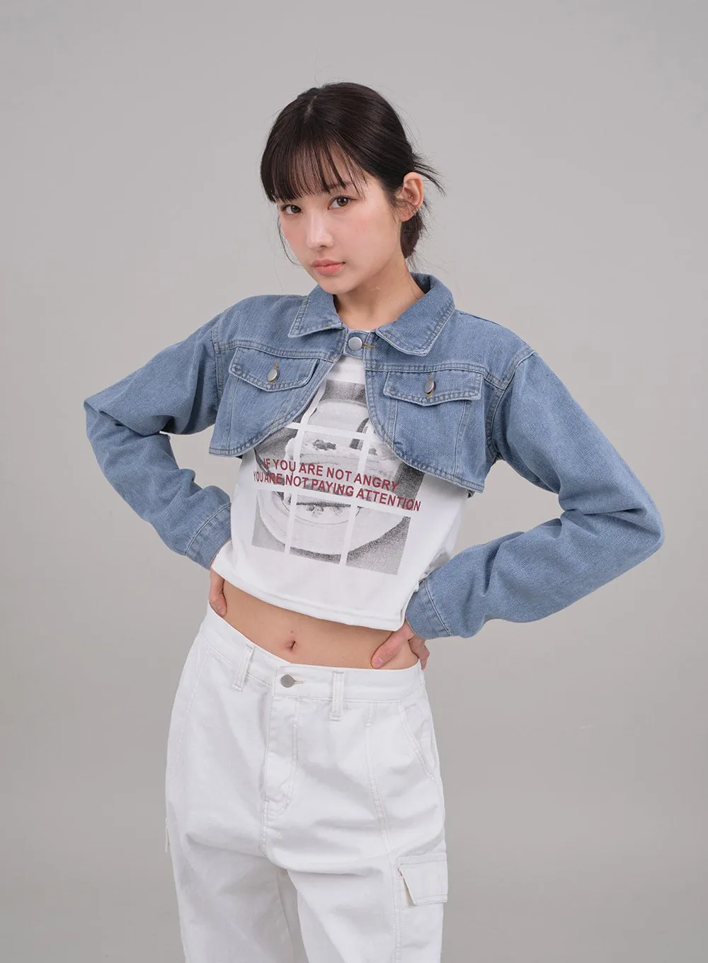 Denim Cropped Bolero Jacket C2701