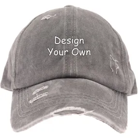 Design Your Own Distressed Criss-Cross Ponytail Hat