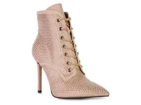 Diamante Faux Suede Ankle Boots