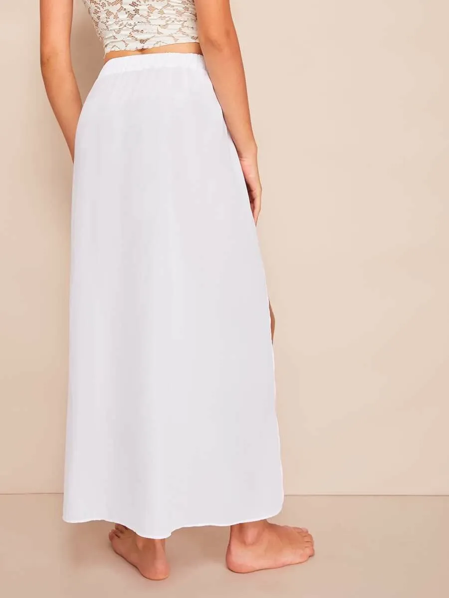 Double Split Thigh Solid Maxi Skirt