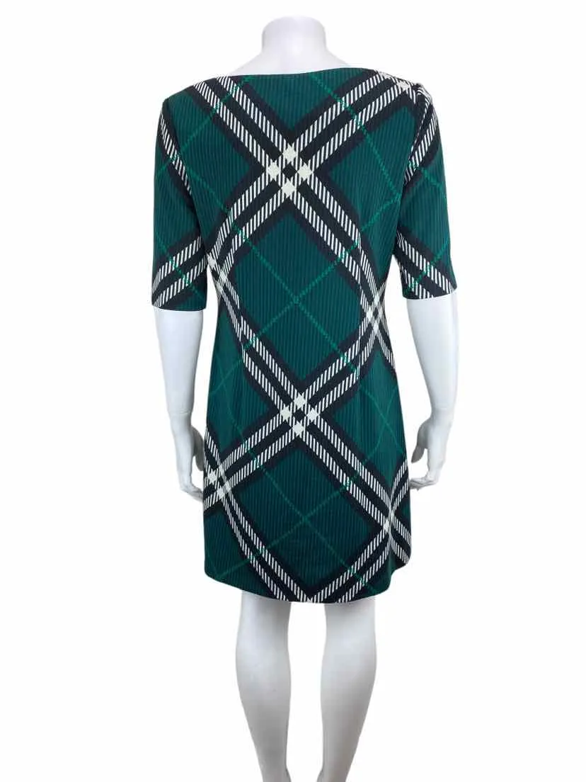 Eliza J, Women's Plaid Shift Dress, Green/Black, Size 6