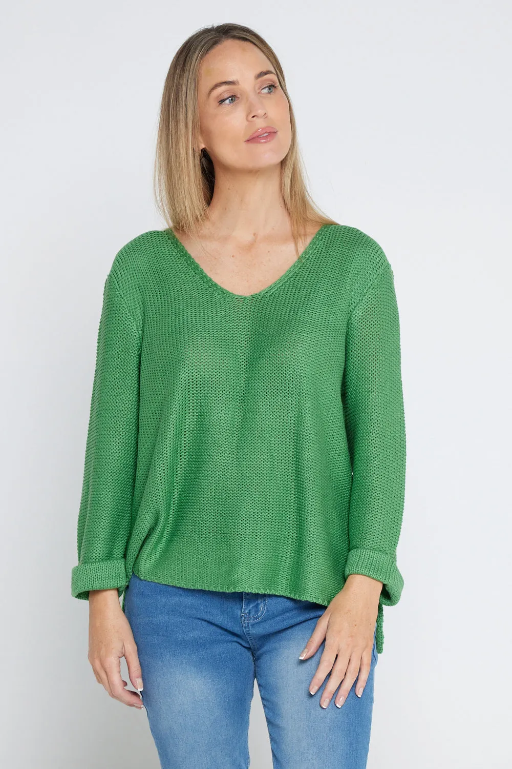 Emmy Cotton Knit Jumper - Apple Green