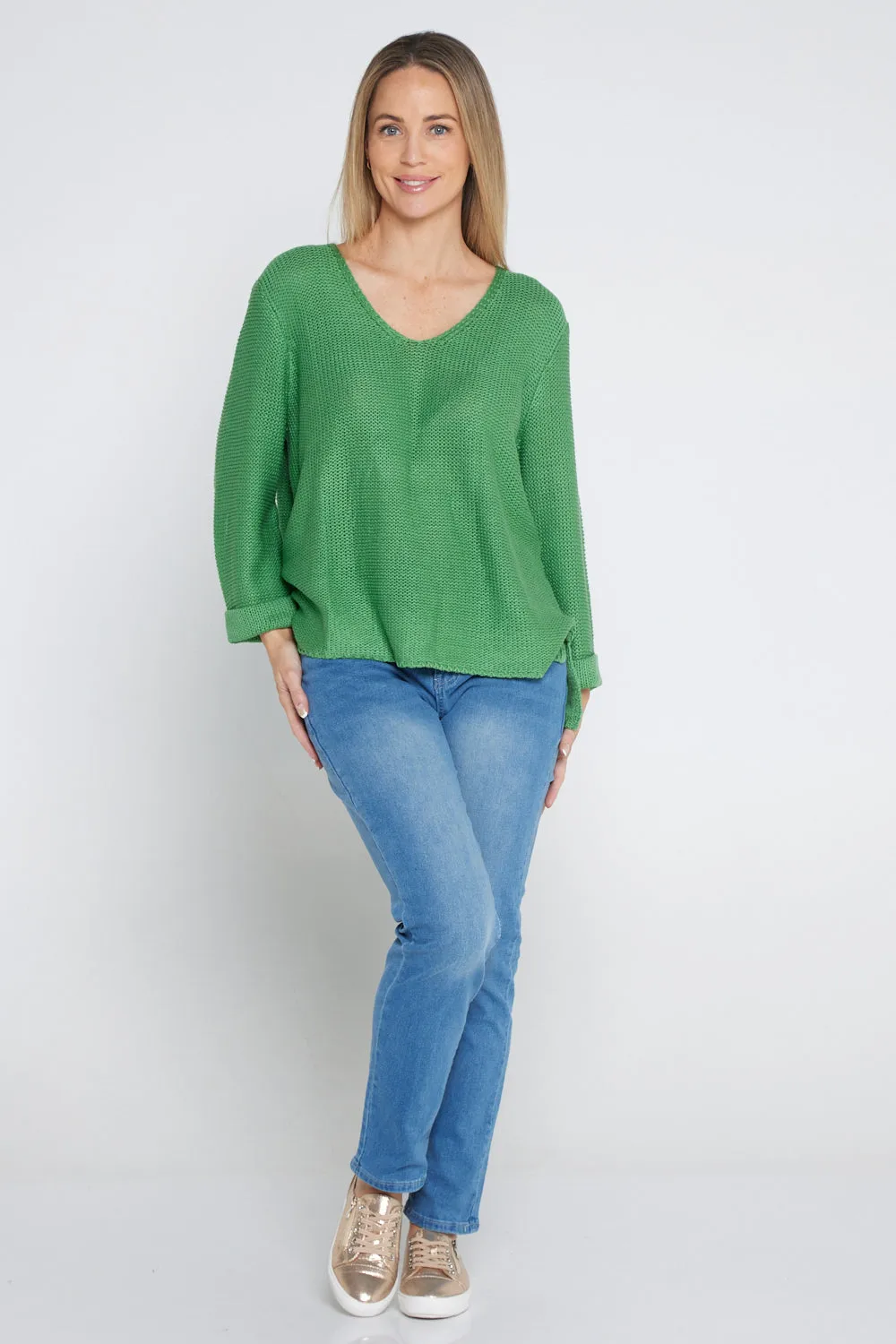 Emmy Cotton Knit Jumper - Apple Green