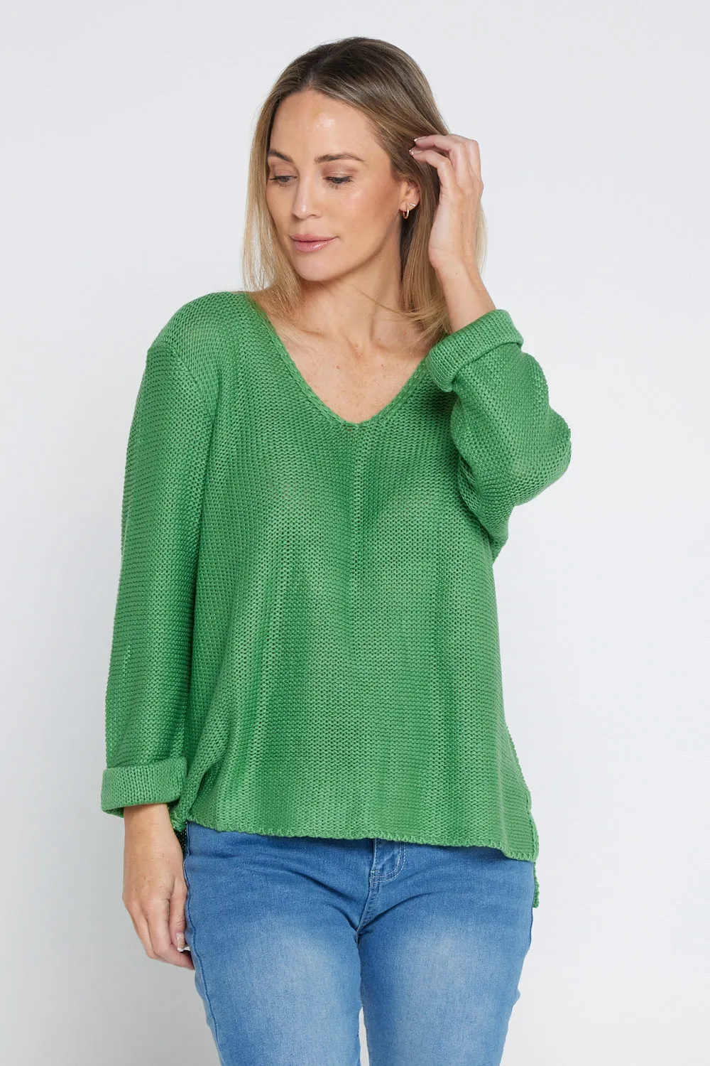 Emmy Cotton Knit Jumper - Apple Green