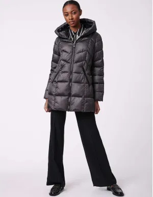 Fab Funnel Shiny Quilted Puffer