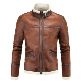 Fashion Game Costumes Men's One Jacket Winter Jacket Thick Thermal Warm Stand Collar Men Leather Coat