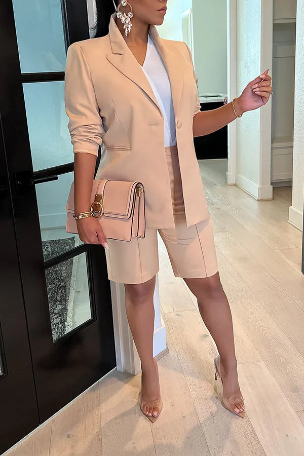 Fashion Lapel Blazer & Shorts Set