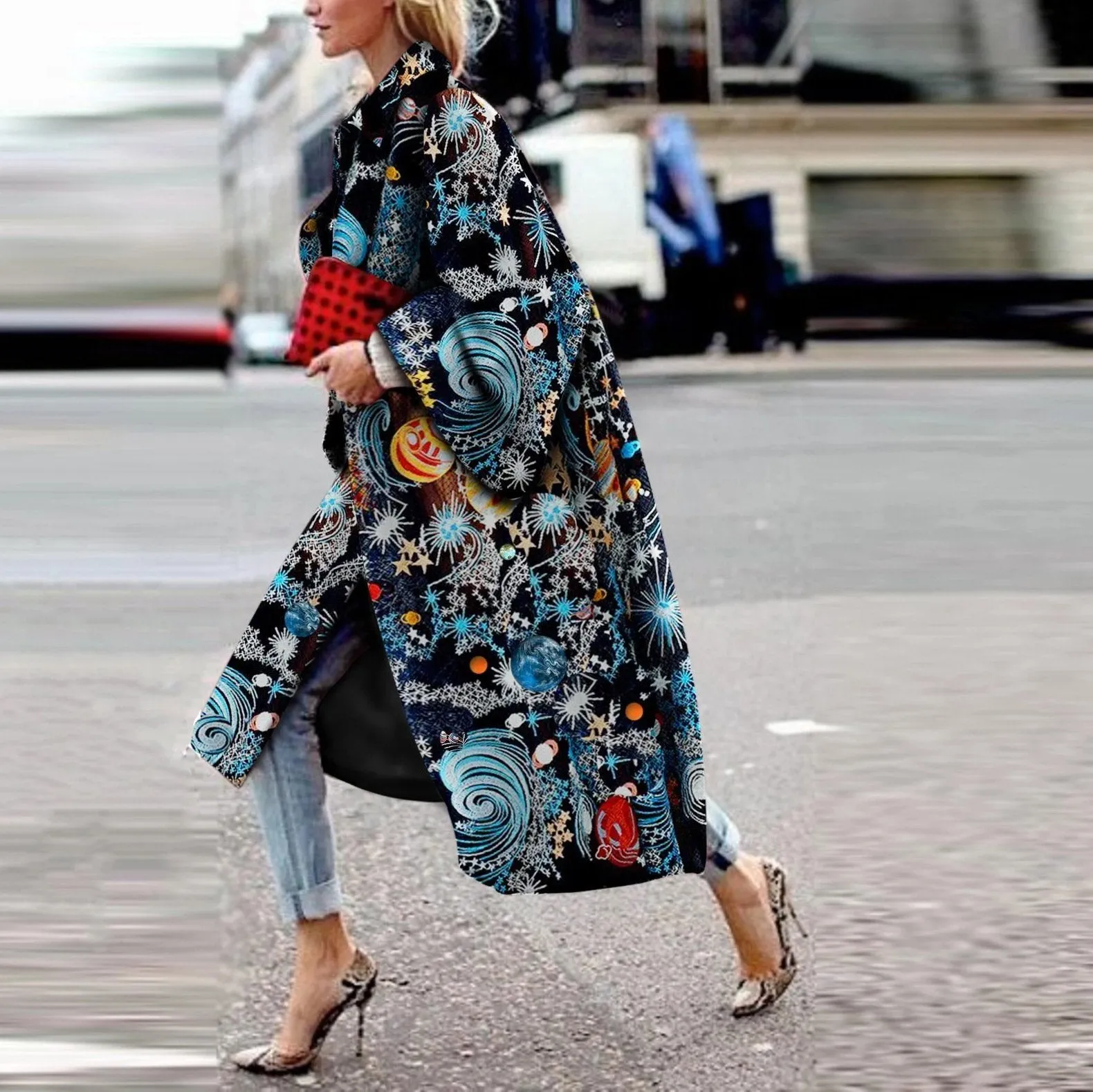 Fashion Star Print Long sleeve Coat