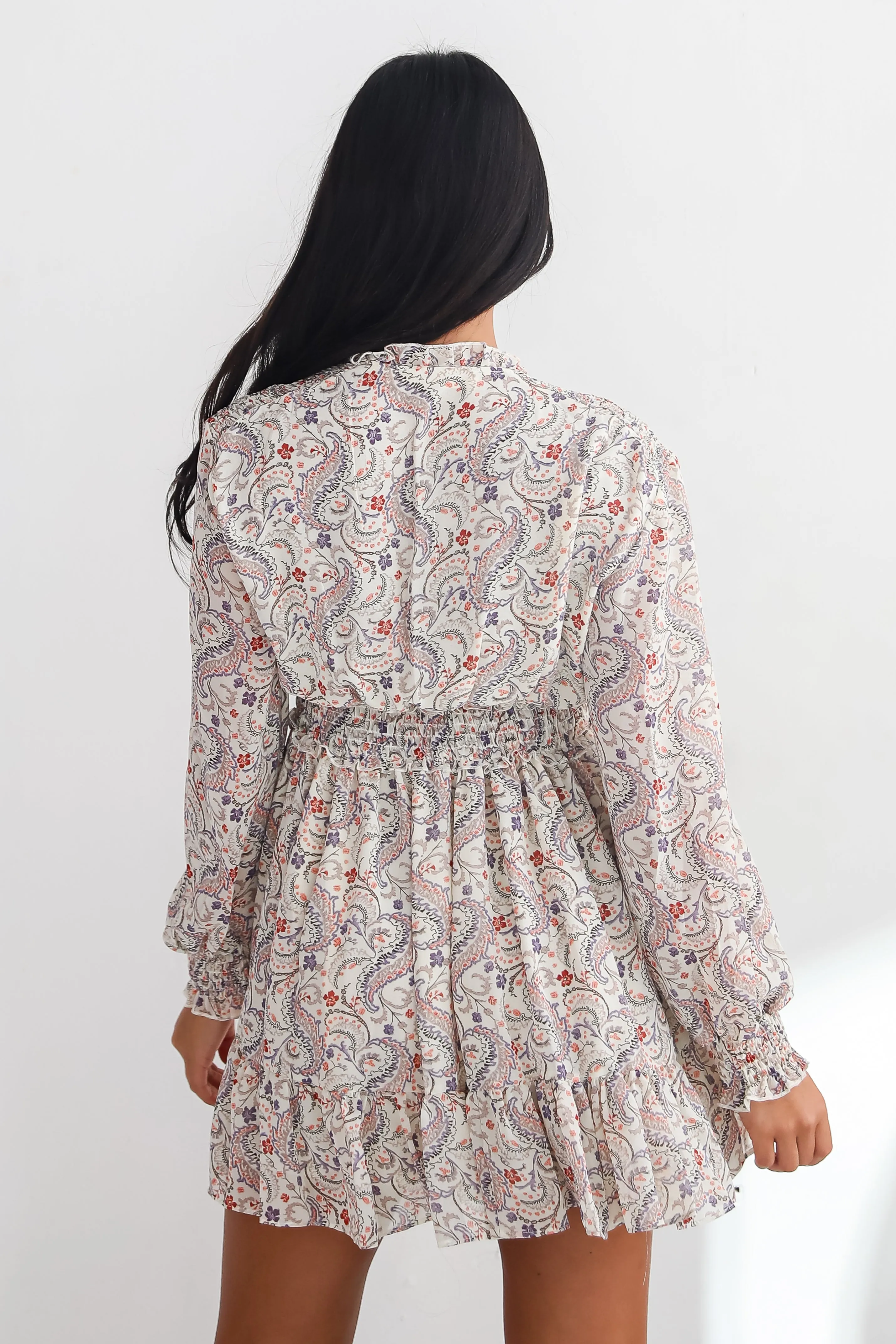 FINAL SALE - Constant Confidence Cream Paisley Floral Mini Dress